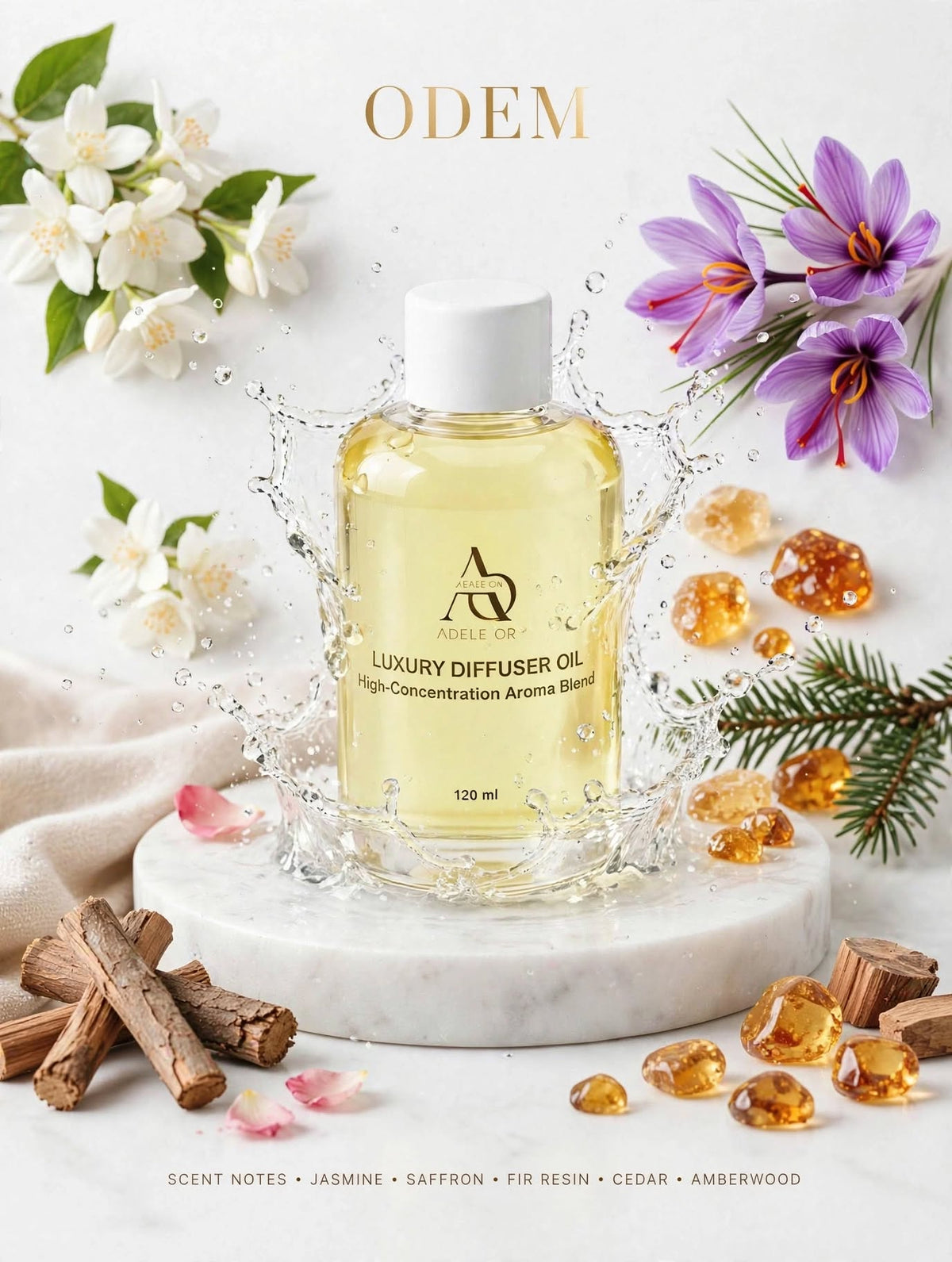 Odem Diffuser Oil 120ml clear glass bottle