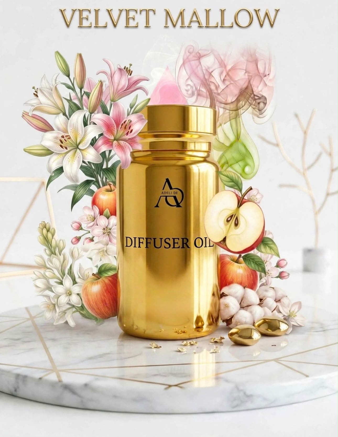 Velvet Mallow Diffuser Oil 100ml gold bottle (100ML)